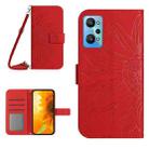 For Realme GT Neo2 Skin Feel Sun Flower Pattern Flip Leather Phone Case with Lanyard(Red) - 1