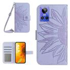 For Realme GT Neo3 Skin Feel Sun Flower Pattern Flip Leather Phone Case with Lanyard(Purple) - 1