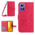 For Realme GT Neo3 Skin Feel Sun Flower Pattern Flip Leather Phone Case with Lanyard(Rose Red) - 1