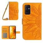 For OnePlus 9 Skin Feel Sun Flower Pattern Flip Leather Phone Case with Lanyard(Yellow) - 1