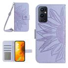 For OnePlus 9 Pro Skin Feel Sun Flower Pattern Flip Leather Phone Case with Lanyard(Purple) - 1