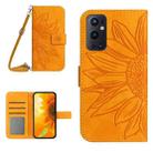 For OnePlus 9 Pro Skin Feel Sun Flower Pattern Flip Leather Phone Case with Lanyard(Yellow) - 1