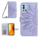 For OnePlus 10 Pro Skin Feel Sun Flower Pattern Flip Leather Phone Case with Lanyard(Purple) - 1