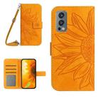 For OnePlus Nord 2T Skin Feel Sun Flower Pattern Flip Leather Phone Case with Lanyard(Yellow) - 1