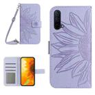 For OnePlus Nord CE 2 5G Skin Feel Sun Flower Pattern Flip Leather Phone Case with Lanyard(Purple) - 1