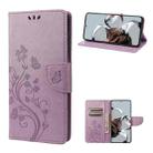 For Xiaomi 12T / 12T Pro / Redmi K50 Ultra Butterfly Flower Pattern Flip Leather Phone Case(Light Purple) - 1