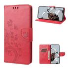 For Xiaomi 12T / 12T Pro / Redmi K50 Ultra Butterfly Flower Pattern Flip Leather Phone Case(Red) - 1