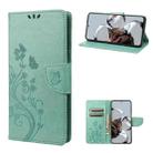 For Xiaomi 12T / 12T Pro / Redmi K50 Ultra Butterfly Flower Pattern Flip Leather Phone Case(Green) - 1