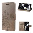 For Google Pixel 7 5G Butterfly Flower Pattern Flip Leather Phone Case(Grey) - 1