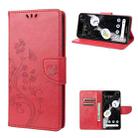 For Google Pixel 7 5G Butterfly Flower Pattern Flip Leather Phone Case(Red) - 1