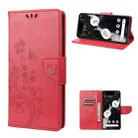 For Google Pixel 7 Pro 5G Butterfly Flower Pattern Flip Leather Phone Case(Red) - 1