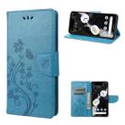 For Google Pixel 7 Pro 5G Butterfly Flower Pattern Flip Leather Phone Case(Blue) - 1
