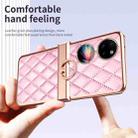 For Huawei P50 Pocket Grid Leather Pattern Electroplating Frame Folding Phone Case(Pink) - 2