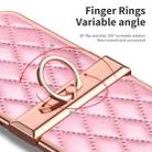For Huawei P50 Pocket Grid Leather Pattern Electroplating Frame Folding Phone Case(Pink) - 3
