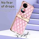 For Huawei P50 Pocket Grid Leather Pattern Electroplating Frame Folding Phone Case(Pink) - 6