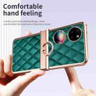 For Huawei P50 Pocket Grid Leather Pattern Electroplating Frame Folding Phone Case(Green) - 2