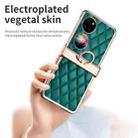For Huawei P50 Pocket Grid Leather Pattern Electroplating Frame Folding Phone Case(Green) - 4