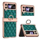 For Samsung Galaxy Z Flip3 5G Grid Leather Pattern Electroplating Frame Folding Phone Case(Green) - 1