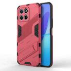 For Honor X8 5G Punk Armor PC + TPU Phone Case with Holder(Light Red) - 1