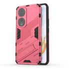 For Honor 90 Punk Armor PC + TPU Phone Case with Holder(Light Red) - 1