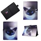 For iPad 2 / 3 / 4 Horizontal Painted Flat Leather Case with Sleep Function & Pen Cover & Card Slot & Holder(Blue Eyed Cat) - 1