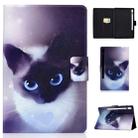For Galaxy Tab S6 T860 Horizontal Painted Flat Leather Case with Sleep Function & Pen Cover & Card Slot & Holder(Blue Eyed Cat) - 1