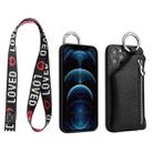 For iPhone 14 Pro Detachable Zippered Coin Purse Phone Case with Lanyard(Black) - 1