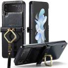 For Samsung Galaxy Z Flip4 CaseMe 003 Crazy Horse Texture Leather Phone Case with Lanyard(Black) - 1