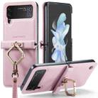 For Samsung Galaxy Z Flip4 CaseMe 003 Crazy Horse Texture Leather Phone Case with Lanyard(Rose Gold) - 1