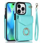 For iPhone 14 Pro Max Anti-theft RFID Card Slot Phone Case(Mint Green) - 1