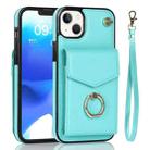 For iPhone 14 Plus Anti-theft RFID Card Slot Phone Case(Mint Green) - 1