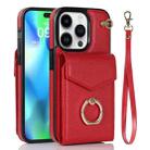 For iPhone 13 Anti-theft RFID Card Slot Phone Case(Red) - 1