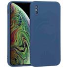 For iPhone X / XS Liquid Silicone Full Coverage Shockproof Magsafe Phone Case(Dark Blue) - 1