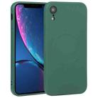 For iPhone XR Liquid Silicone Full Coverage Shockproof Magsafe Phone Case(Deep Green) - 1