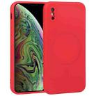 For iPhone XS Max Liquid Silicone Full Coverage Shockproof Magsafe Phone Case(Red) - 1