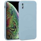 For iPhone XS Max Liquid Silicone Full Coverage Shockproof Magsafe Phone Case(Light Blue) - 1