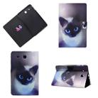 Horizontal Painted Flat Leather Case with Pen Cover & Card Slot & Holder(Blue Eyed Cat) - 1