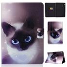 Horizontal Painted Flat Leather Case with Pen Cover & Card Slot & Holder(Blue Eyed Cat) - 1