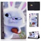 Horizontal Painted Flat Leather Case with Pen Cover & Card Slot & Holder(White Rabbit) - 1