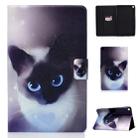 Horizontal Painted Flat Leather Case with Pen Cover & Card Slot & Holder(Blue Eyed Cat) - 1