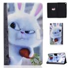 Horizontal Painted Flat Leather Case with Pen Cover & Card Slot & Holder(White Rabbit) - 1