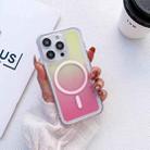 For iPhone 14 Electroplated Button Gradient Magsafe Phone Case(Pink Yellow) - 1