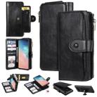 For Galaxy S10 Multifunctional Retro Detachable Magnetic Horizontal Flip Leather Case with Card Slots & Holder & Wallet & Photo Frame(Black) - 1