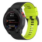 For Garmin Fenix 7 Two-color Silicone Watch Band(Black Lime Green) - 1