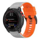 For Garmin Fenix 7 Two-color Silicone Watch Band(Grey Orange) - 1