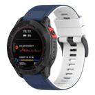 For Garmin Fenix 7 Two-color Silicone Watch Band(Blue White) - 1