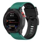 For Garmin Fenix 7 Two-color Silicone Watch Band(Cyan Black) - 1