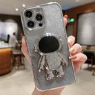 For iPhone 14 Astronaut Holder Gradient Glitter Powder Phone Case(Silver) - 1