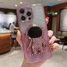 For iPhone 14 Astronaut Holder Gradient Glitter Powder Phone Case(Pink) - 1