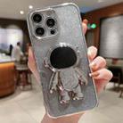 For iPhone 14 Plus Astronaut Holder Gradient Glitter Powder Phone Case(Silver) - 1